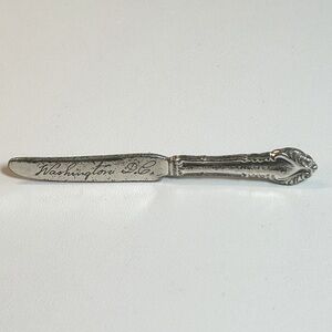Vintage Sterling Silver 925 Butter Knife Pin Engraved Washington DC Souvenir